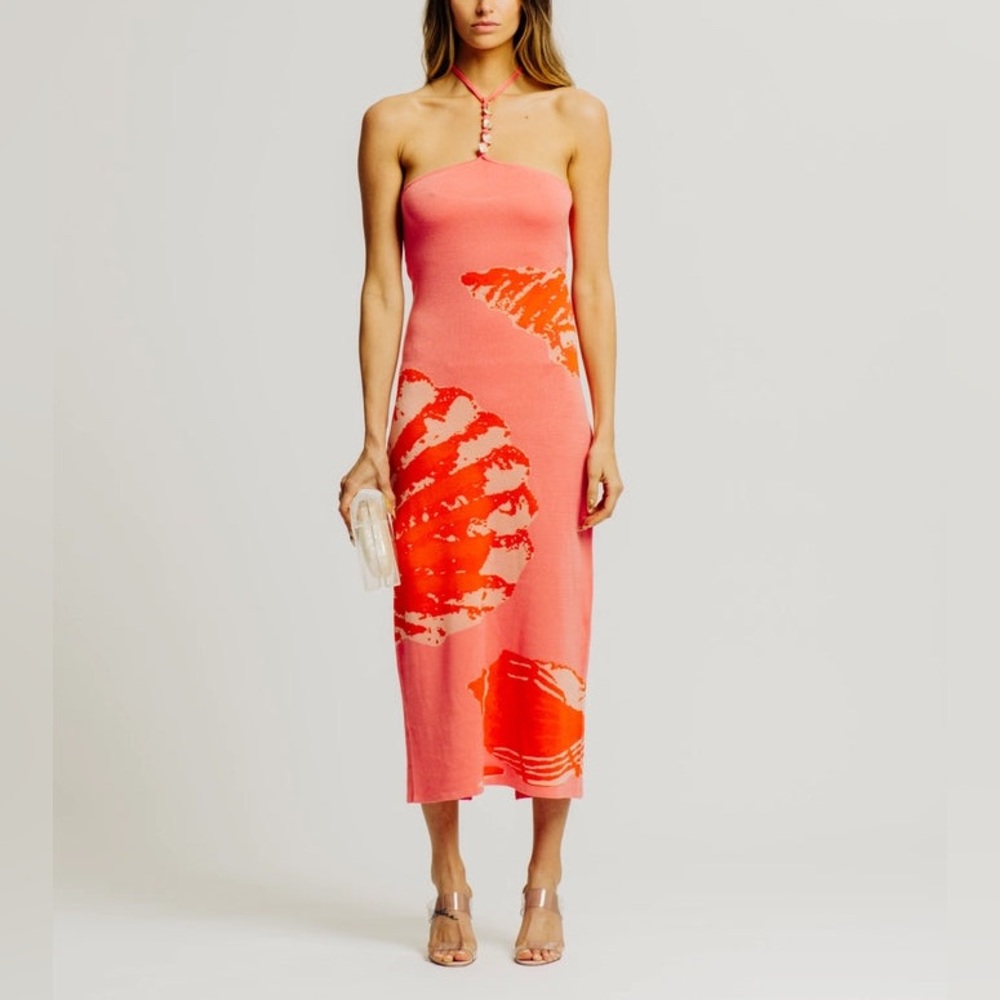 Ronny Kobo Collection Lola Coral and Red Seashell Dress